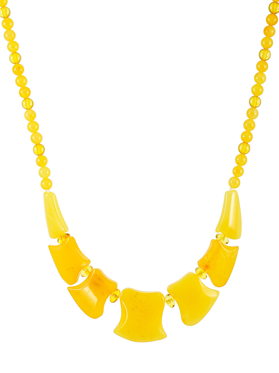 

Колье из цельного натурального пейзажного янтаря «Медуза», Микс